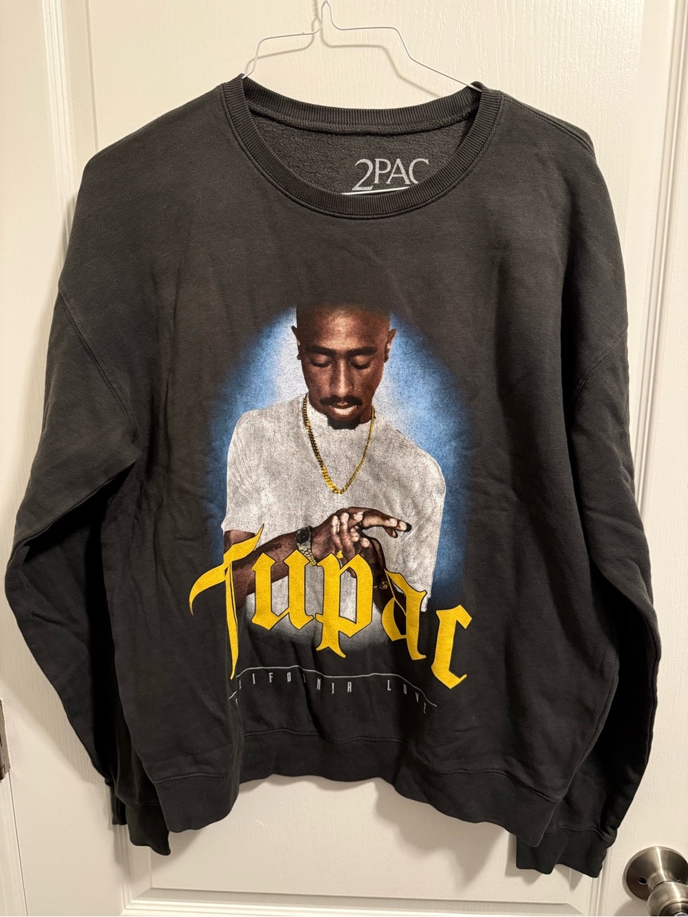 Tupac California Love Graphic Black Crewneck Sweatshirt in Size Large